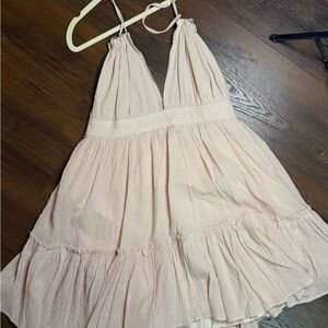 LE LIS Light Pink Halter Backless Mini Dress
